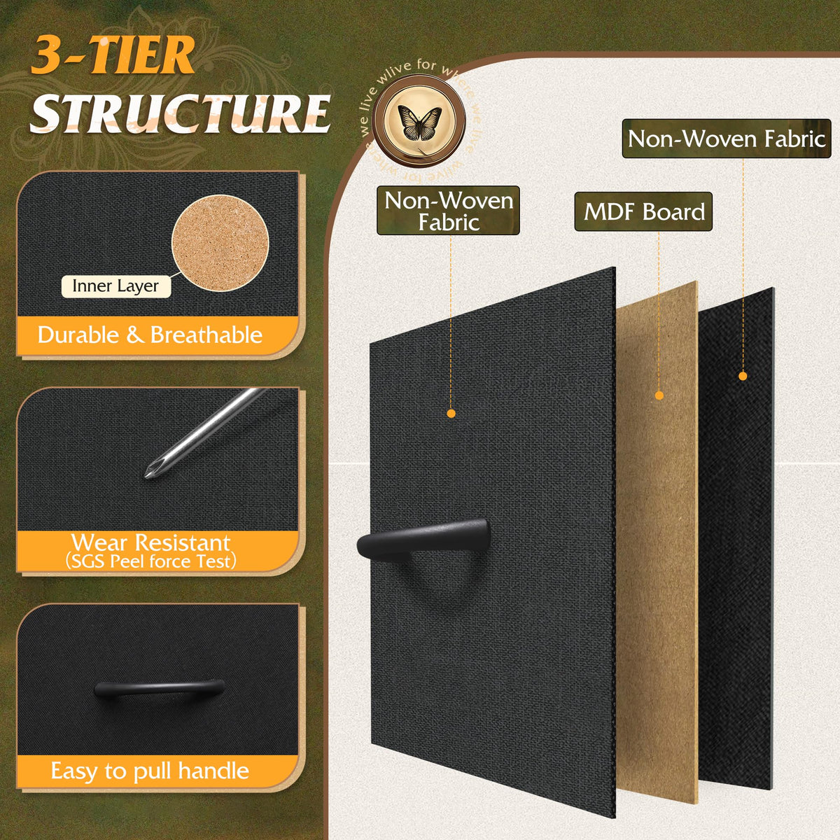 Black 6 Drawer Tall Dresser R4769