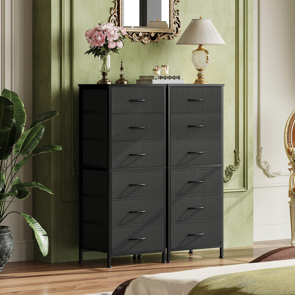 Black 6 Drawer Tall Dresser R4769