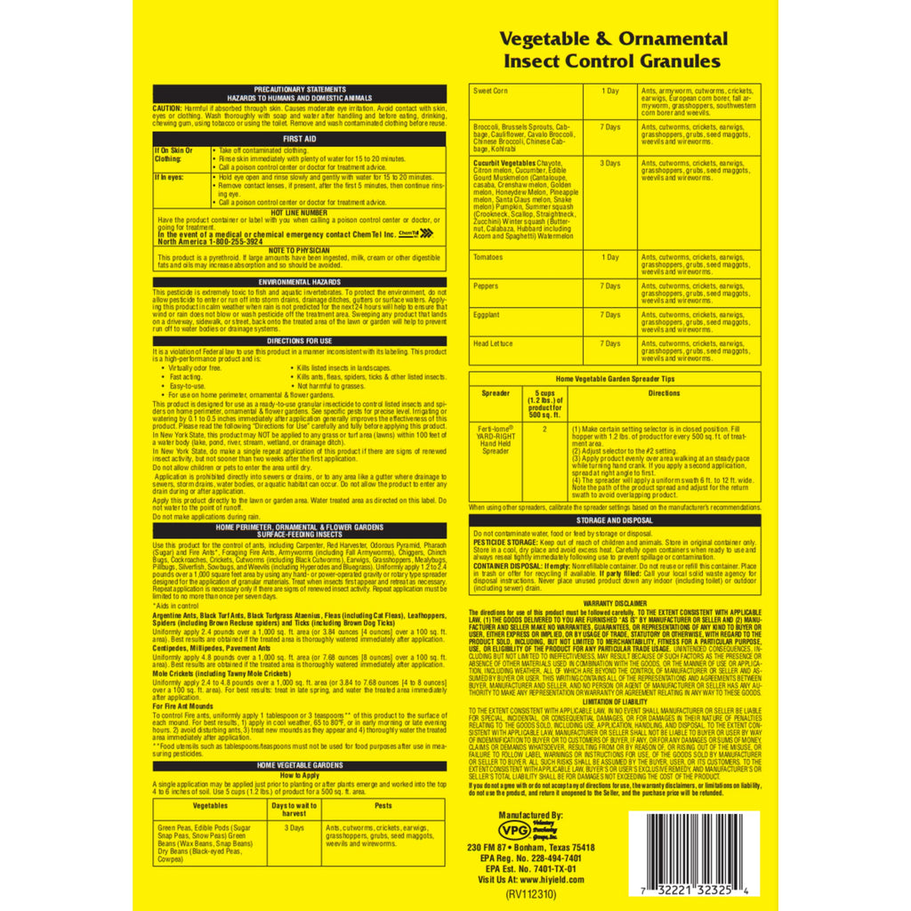 Vegetable & Ornamental Insect Control Granules 4 lbs B99581