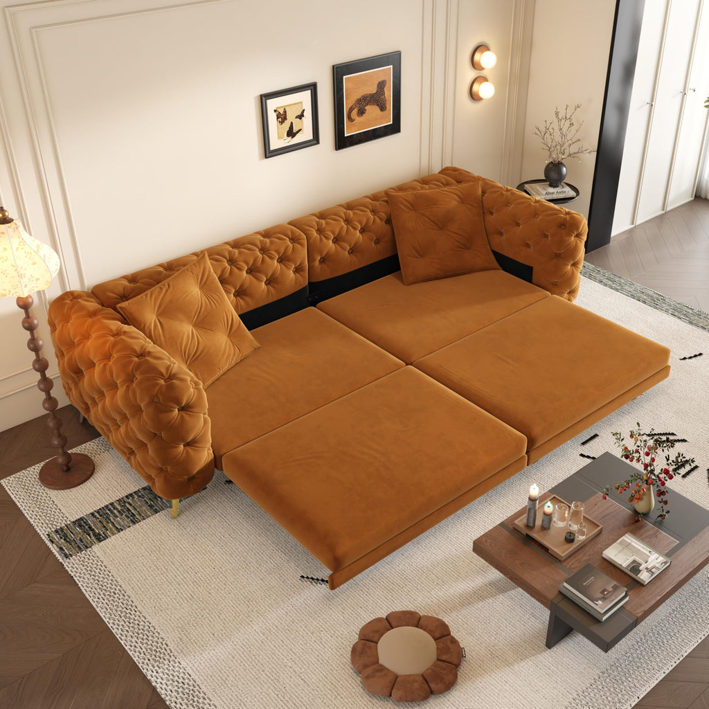 98" Button Tufted Velvet Sofa Bed E8810