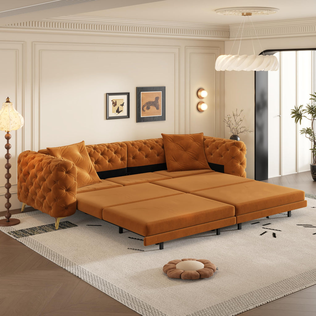 98" Button Tufted Velvet Sofa Bed E8810