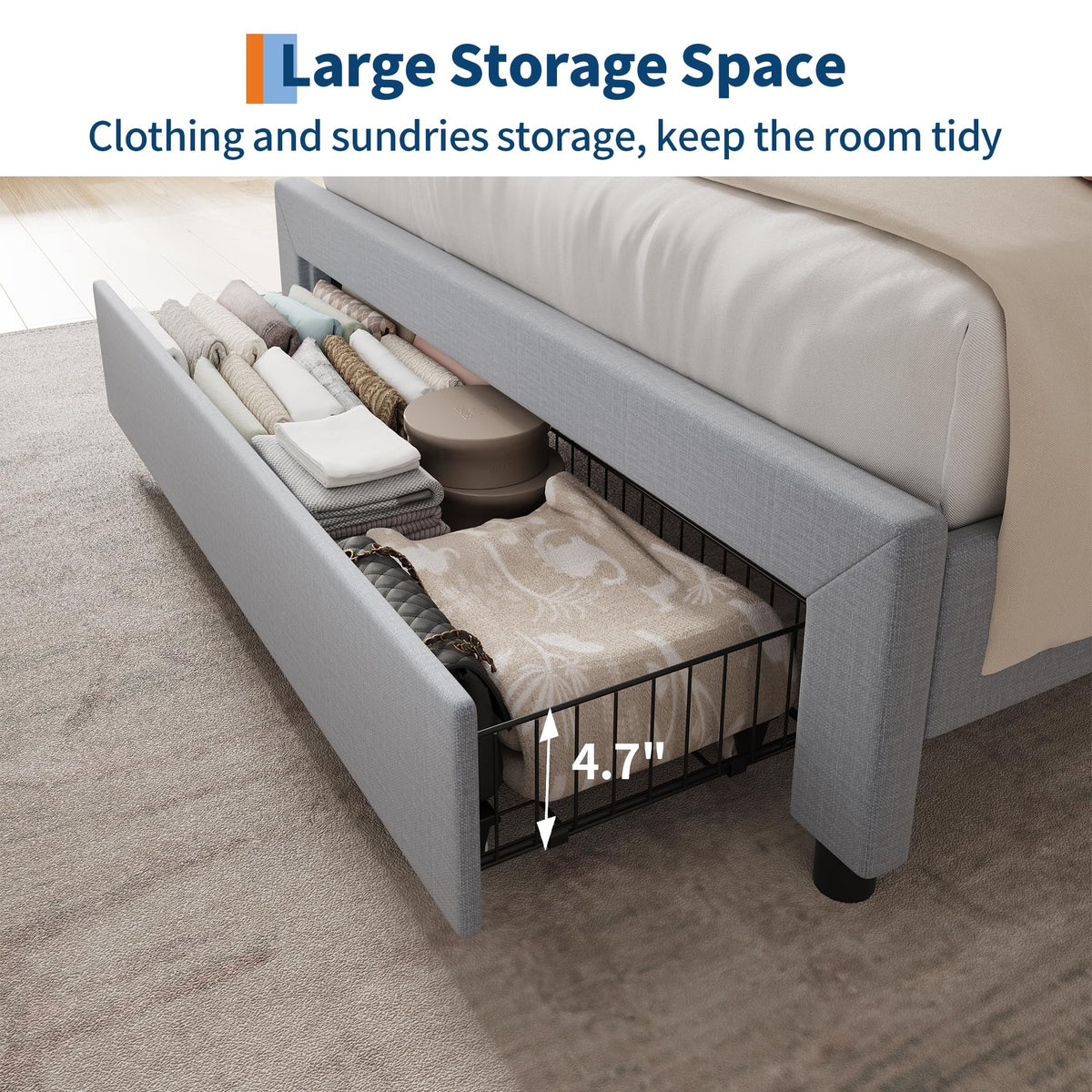 Twin Bed Frame with Storage Headboard and Charging Station G5304
