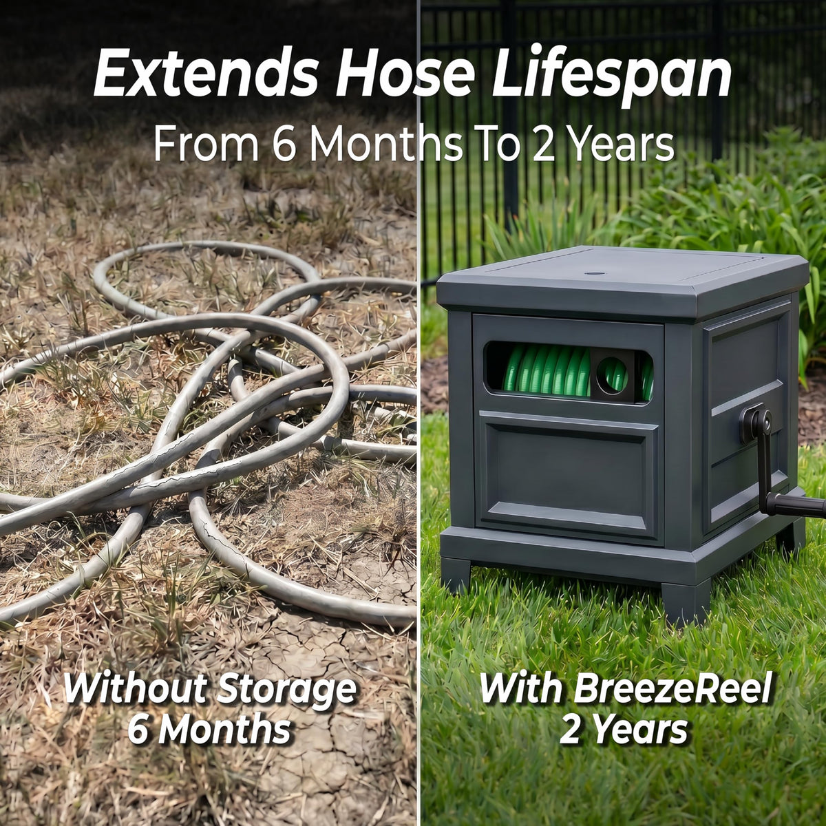 Heavy Duty Metal Hose Reel Box Holds 125FT x 5/8" Hose N744
