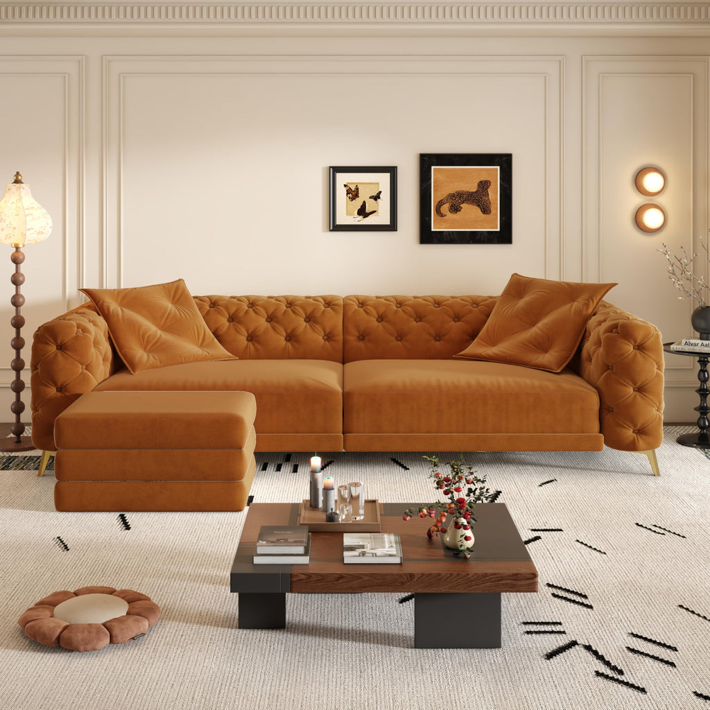 98" Button Tufted Velvet Sofa Bed E8810