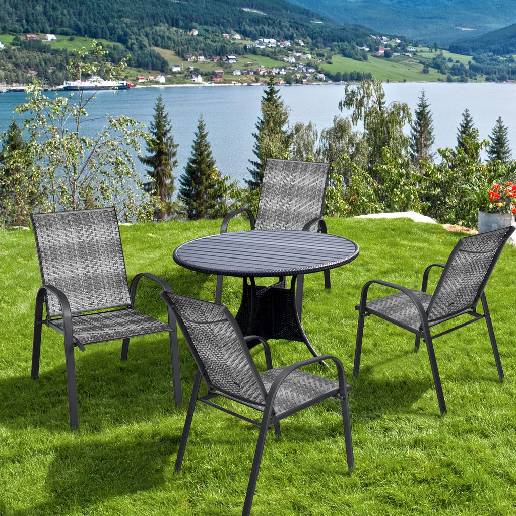 Stackable PE Wicker Patio Arm Chairs Set of 6 C627