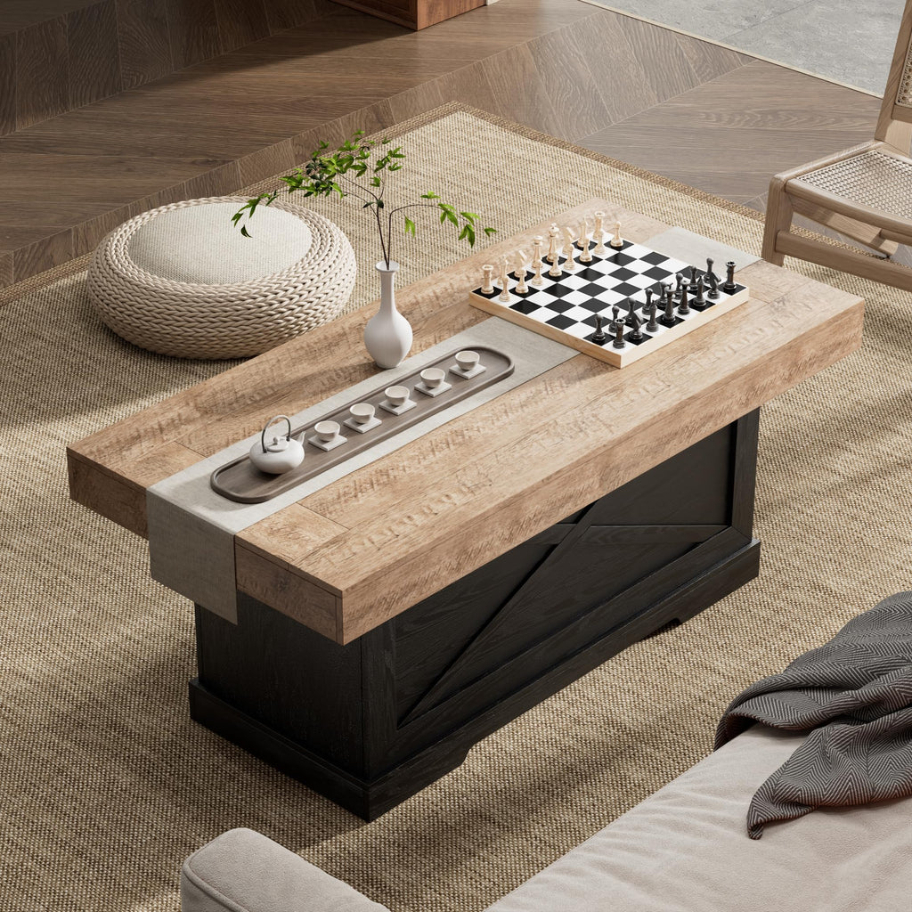 39 in Rustic Coffee Table with X-Design U982