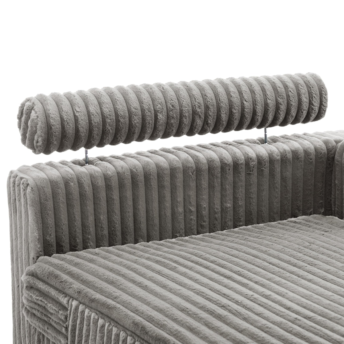 Oversized Faux Fur Upholstered Chaise Lounge Chair with Left Armrest D373460