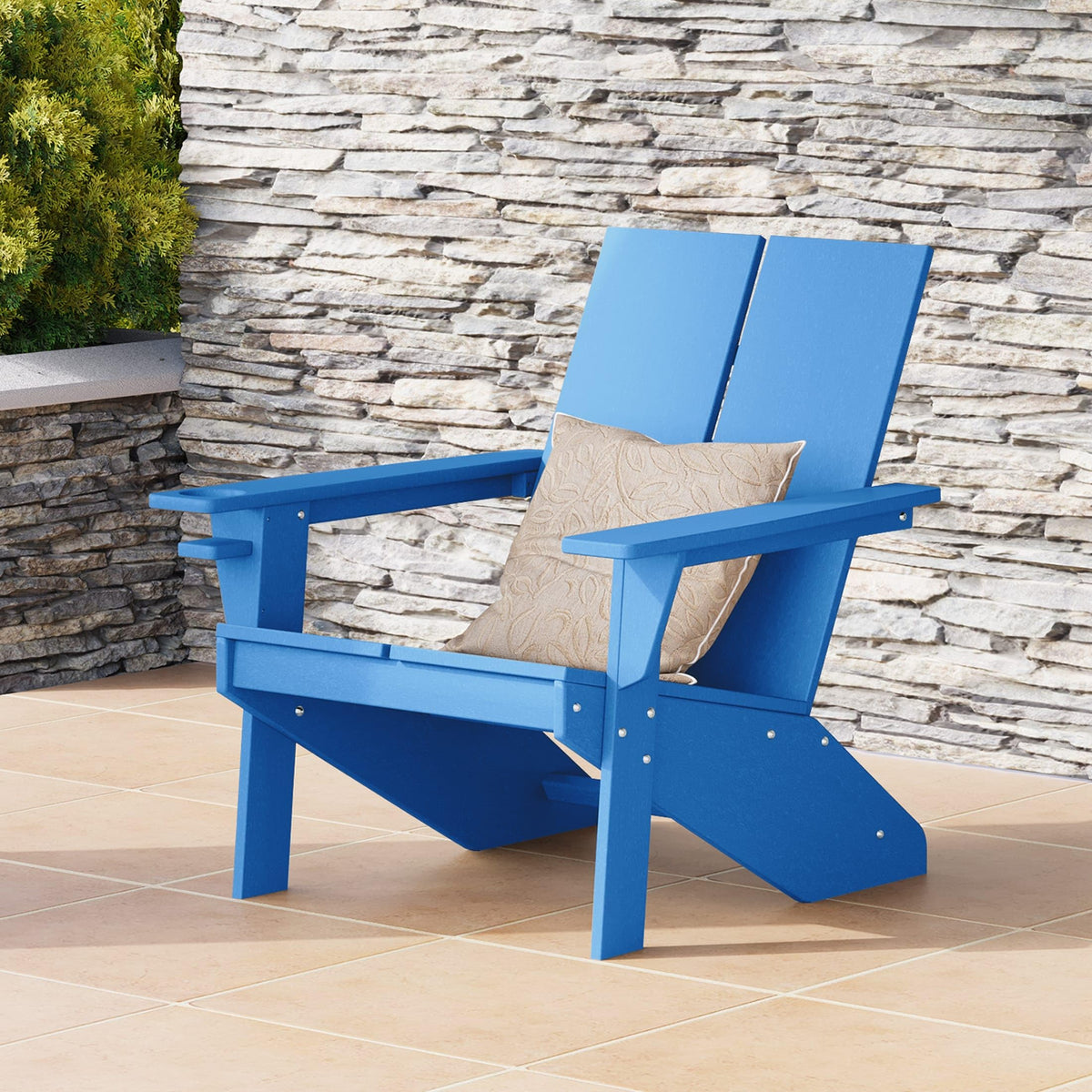 Pacific Blue HDPE Adirondack Chair with Cup Holder D2045