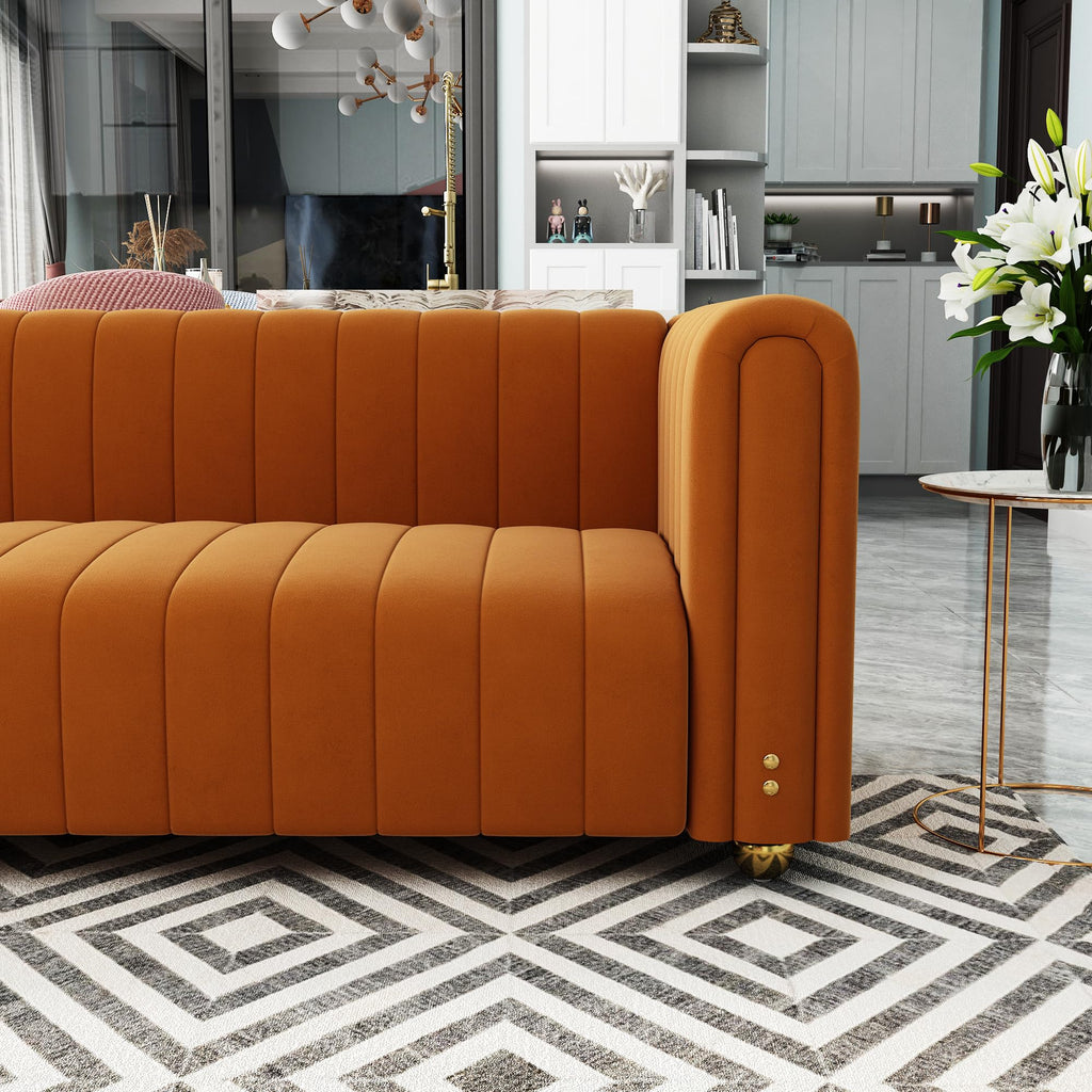 Orange Tufted Velvet Sofa Set B3180