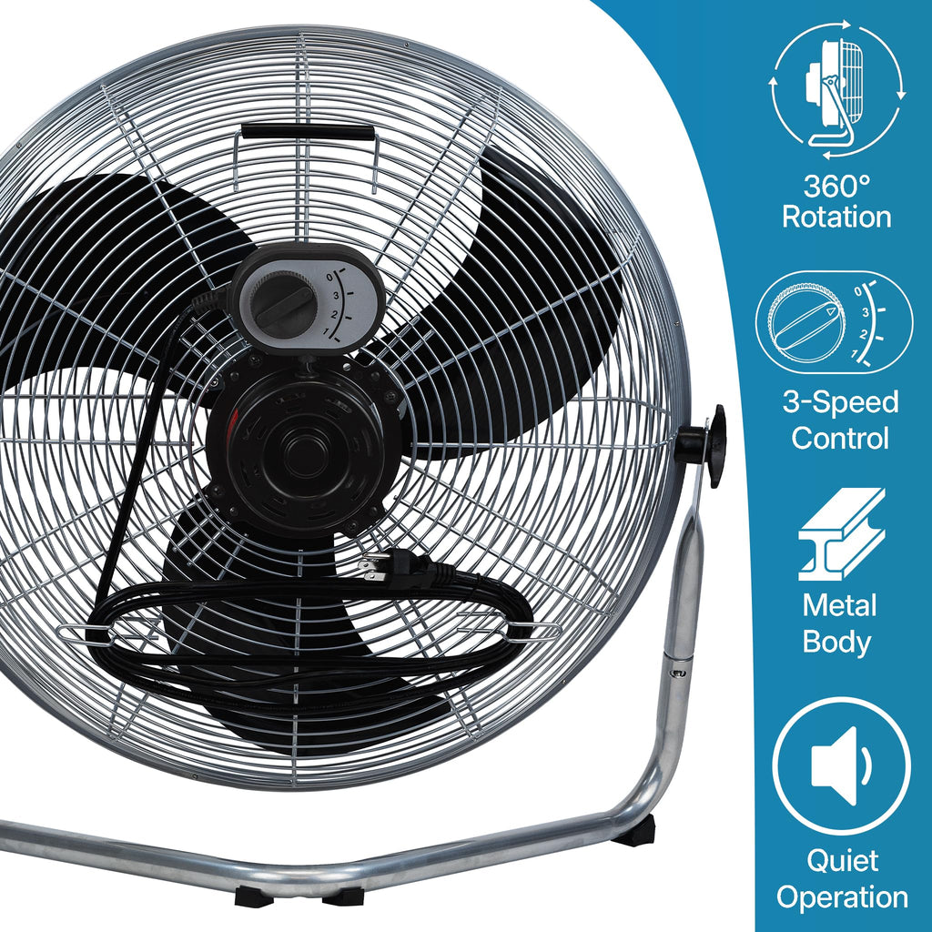 Blue 20 Inch High Velocity 4600 CFM 3 Speed Floor Fan N138