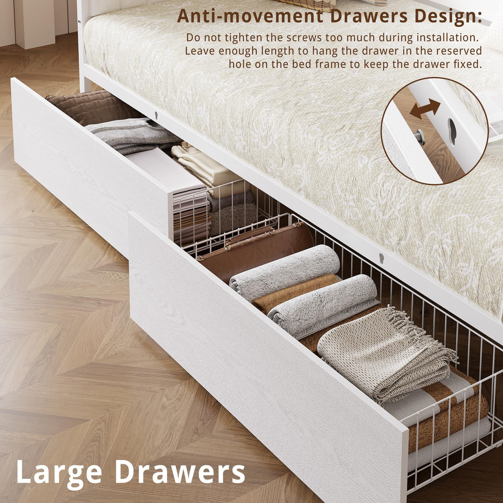 White Twin Daybed with Storage Drawers L556766